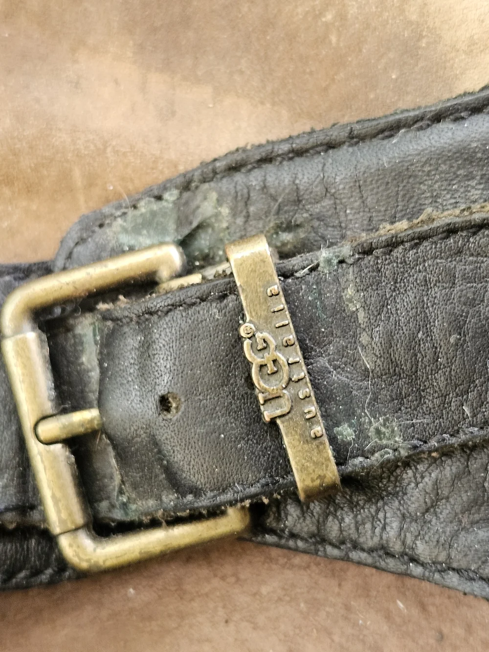 Ugg Men's Black Leather Dual-Buckle Slide Sandals Size 11